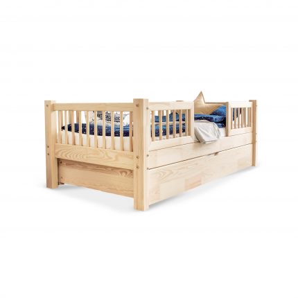 Kinderbett aus Holz Stockholm mit Schublade - Mittelzugang