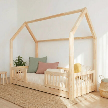 Lit cabane au sol Stockholm 90x190 cm - Accès central