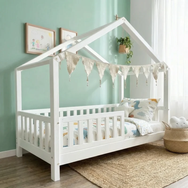 Lit cabane blanc Noah 90x190 cm