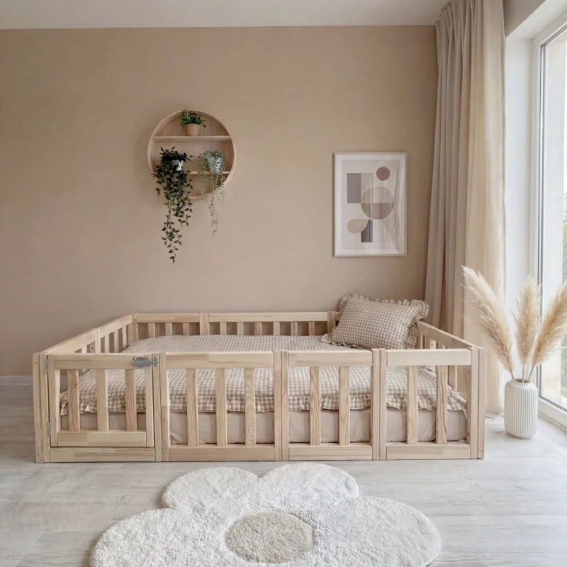 Lit au sol enfant Romy – Bois massif